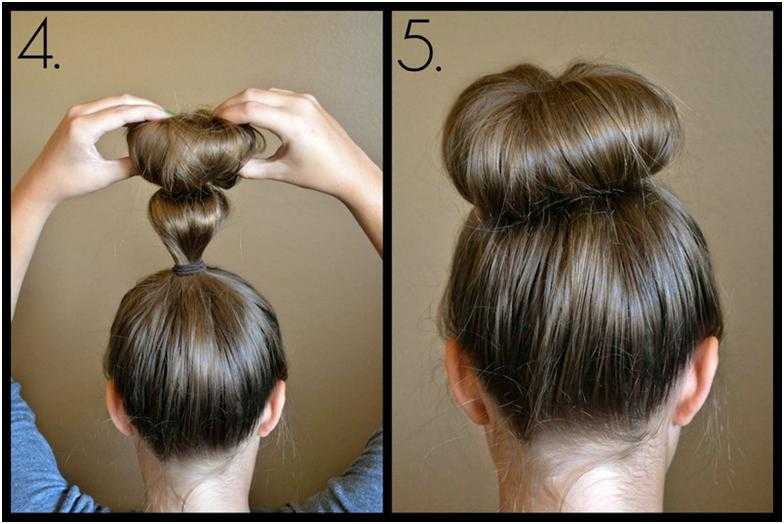 Как делать пучок на голове с помощью резинки с распущенными волосами