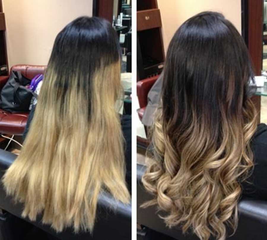 Фото омбре на темные волосы фото до и после