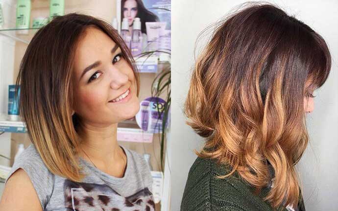 Амбре окрашивание волос фото на темные волосы до и после короткие