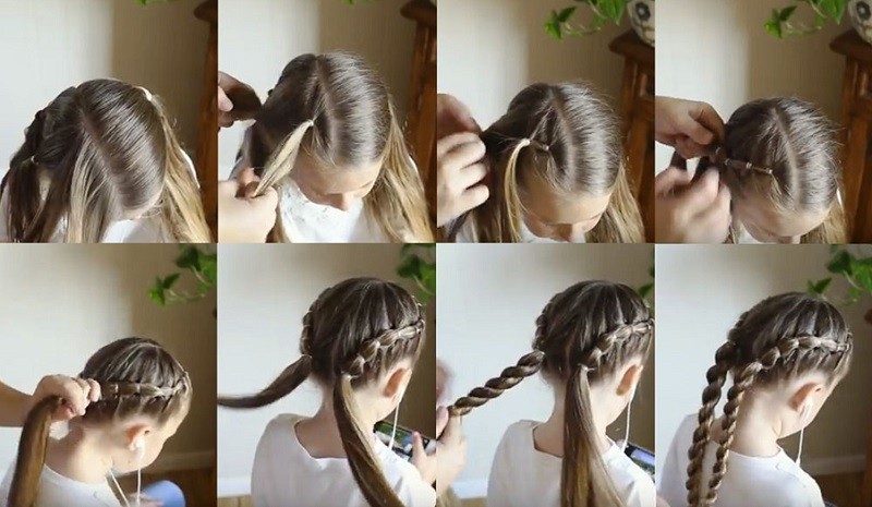 Как красиво заплести косу на средние волосы для девочек фото пошагово