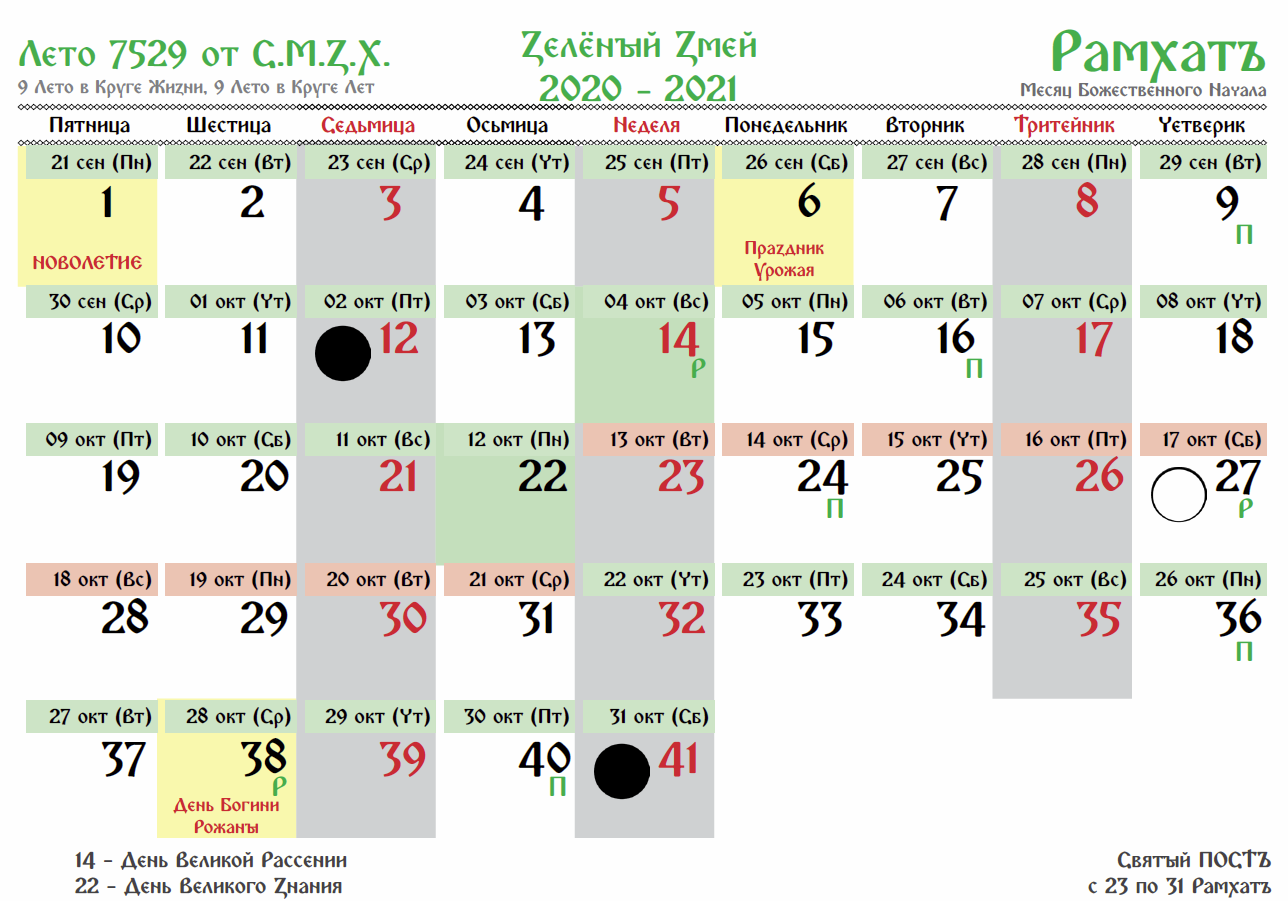 Календарь славянских праздников на 2021